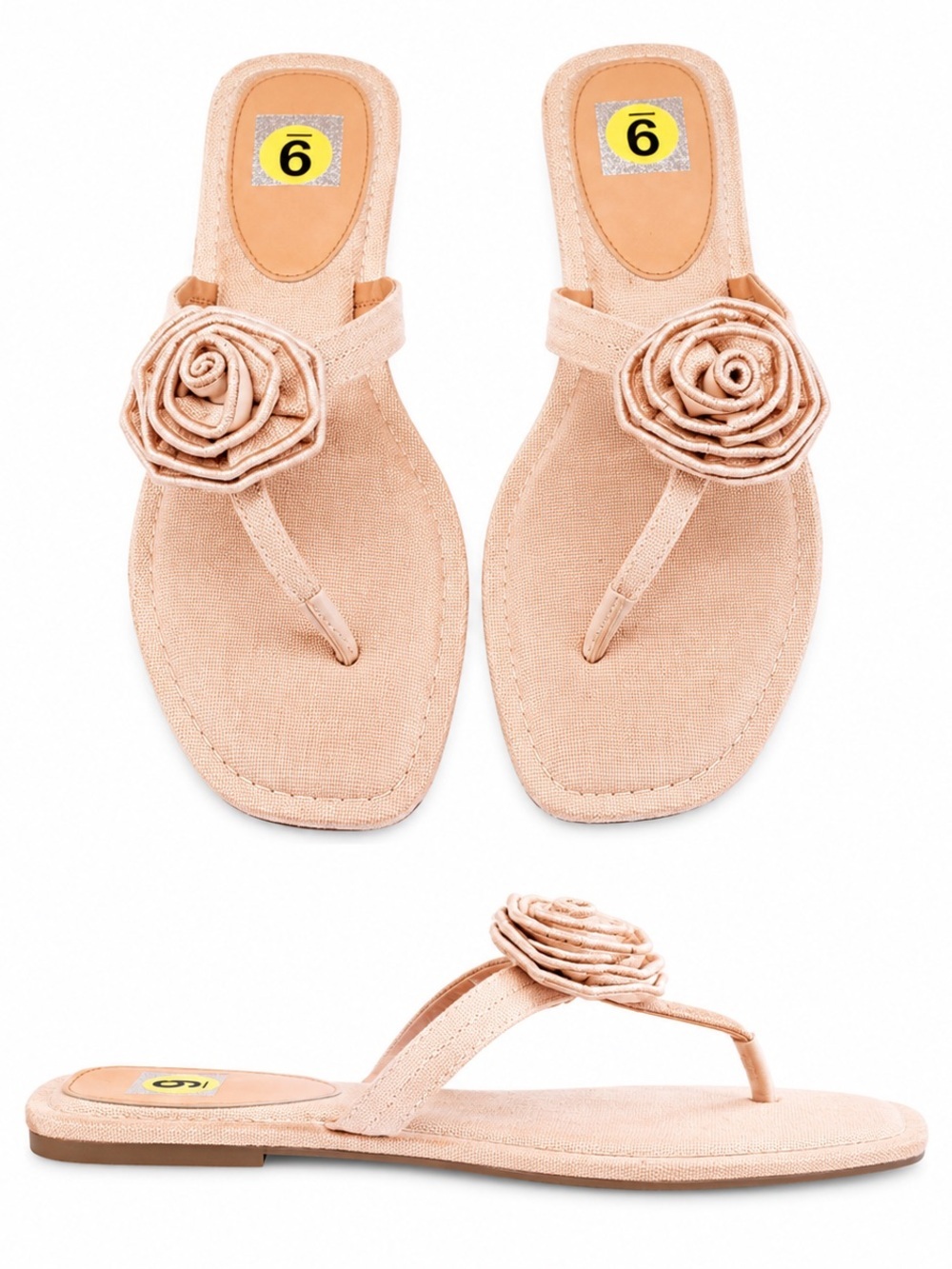 NWOT Women’s Jasmin Floral Thong Slide Sandals Beige Canvas Size 9